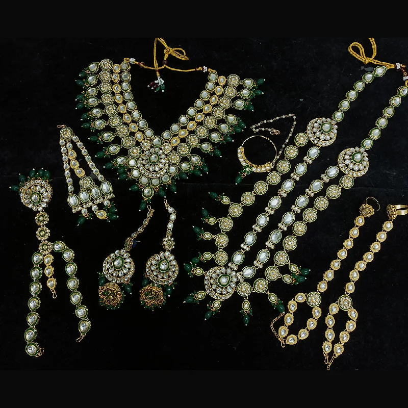 Shop Dazzling Jewelry At The Best Prices Gehana Mahal Gold Plated Kundan Stone And Pearls Bridal Set