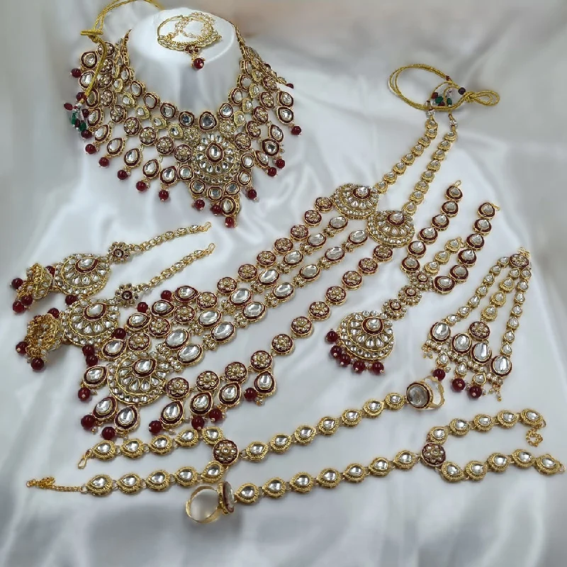 Affordable Glamour – Premium Jewelry At Special Prices Gehana Mahal Gold Plated Kundan Stone And Pearls Bridal Set