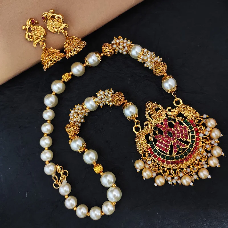 Jewelry Clearance Event – Stock Up Before It's Over Heera Jewellers Gold Plated Pota Stone Temple Necklace Set