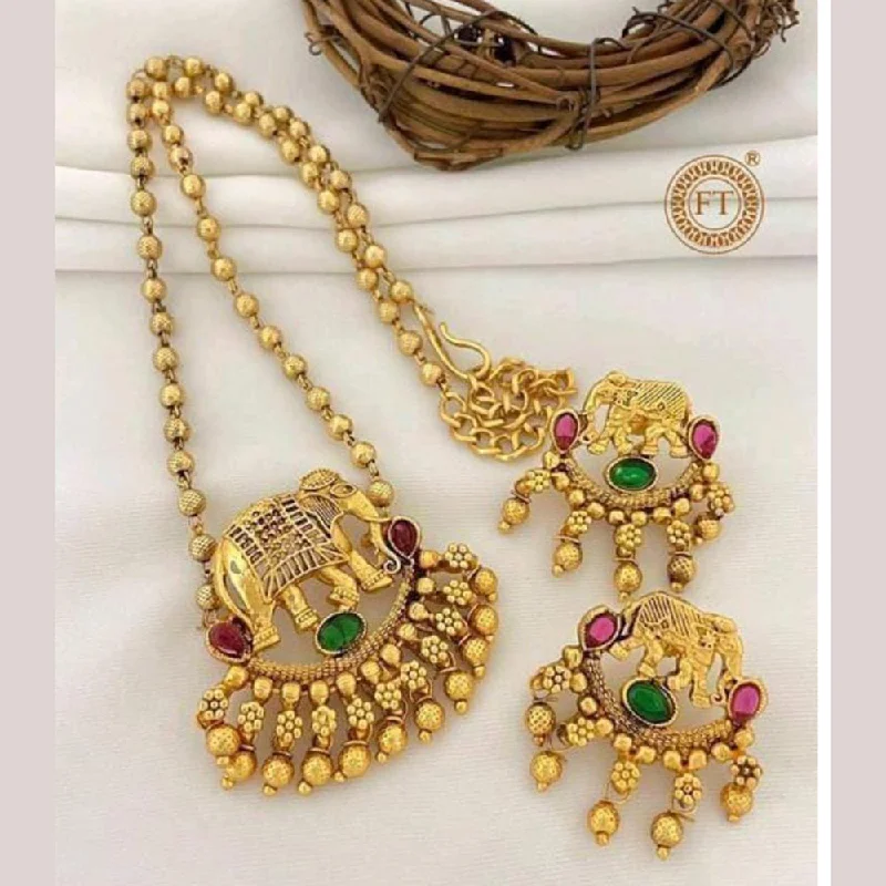 Flash Sale On Elegant Jewelry – Don't Miss Out India Art Gold Plated Plated Pota Stone Long Necklace Set