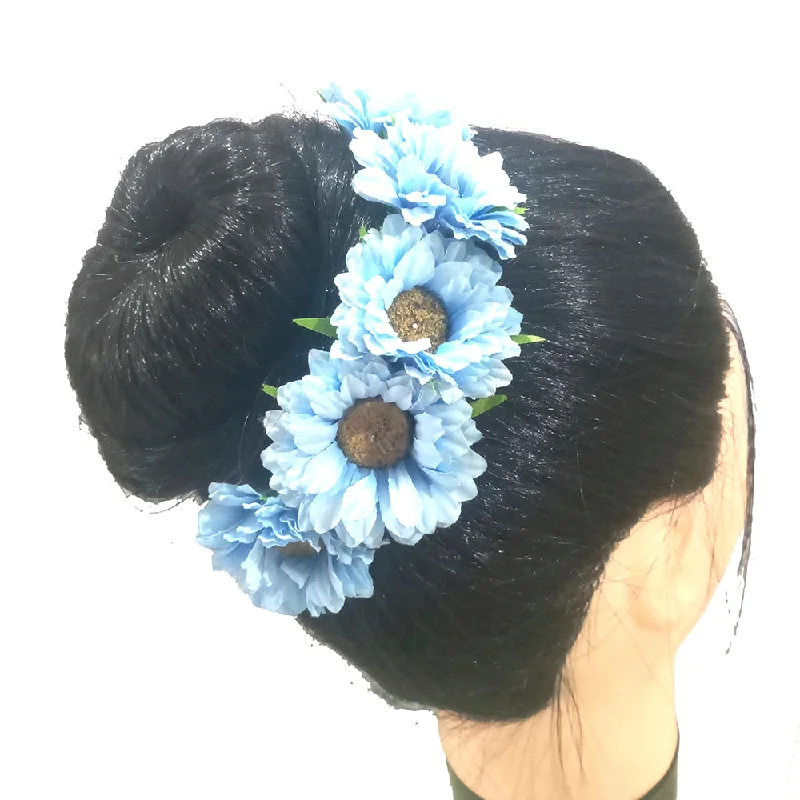 Clearance Sale On High-End Jewelry Collections Kavyas Kreation Designer Floral Hair Brooch - 11191012BLU