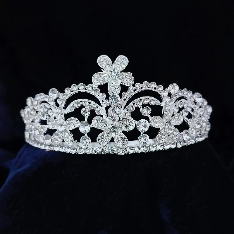 Clearance Sale On High-End Jewelry Collections Kriaa Silver Plated White Austrian Stone Crown  - 1507123