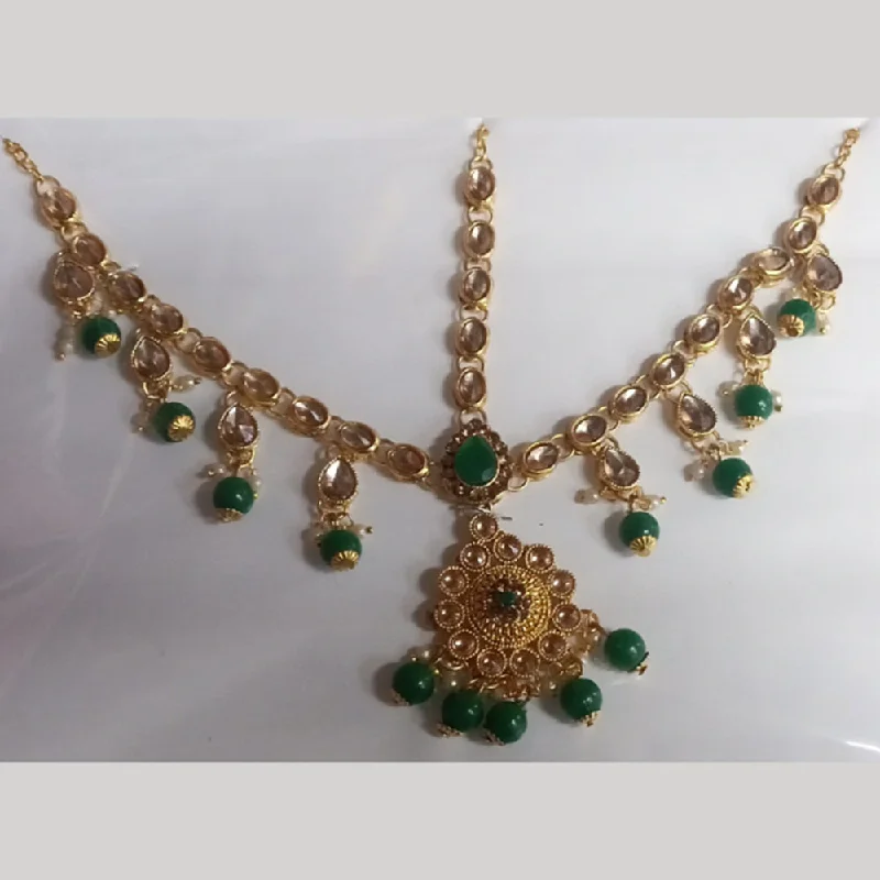 Dazzle In Elegance With Our Biggest Jewelry Sale Kumavat Jewels Gold Plated Kundan Stone & Beads Maang Tikka