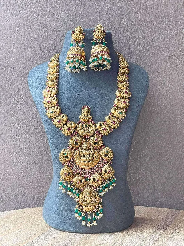 Exclusive Jewelry Offers – Shine For Less Lakshmi Jadau Long Necklace With Green Beads