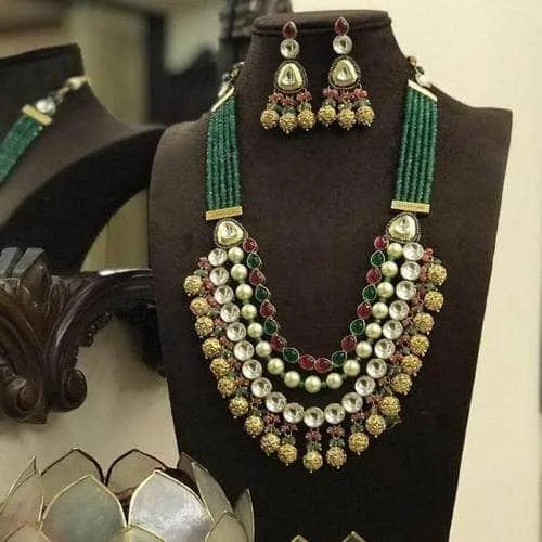 Flash Sale On Stunning Jewelry – Don't Miss Out Long Polki Pearl Onex Layered Necklace Set