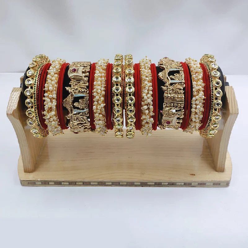 Personalized Jewelry At Special Discount Rates Lucentarts Jewellery Gold Plated Kundan And Pearl  Bridal Bangles Set