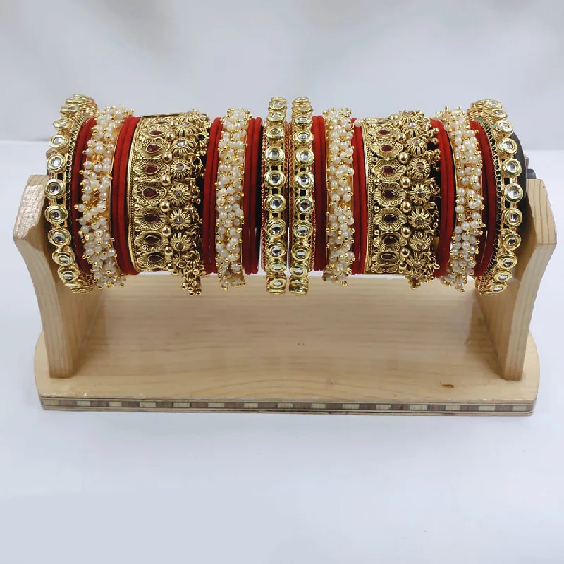 Shop Trending Jewelry With Exclusive Savings Lucentarts Jewellery Gold Plated Kundan And Pearl  Bridal Bangles Set