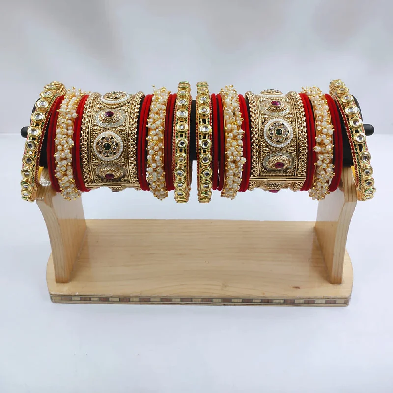 Exclusive Jewelry Bundles At Discounted Prices Lucentarts Jewellery Gold Plated Kundan And Pearl  Bridal Bangles Set