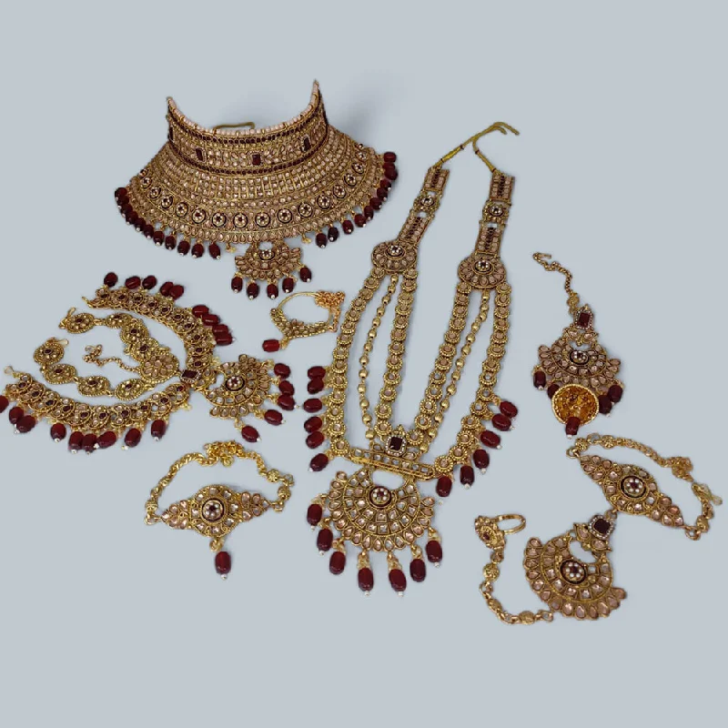 Last Chance To Grab Your Favorite Jewelry At A Discount Lucentarts Jewellery Gold Plated Kundan Stone And Beads Bridal Set