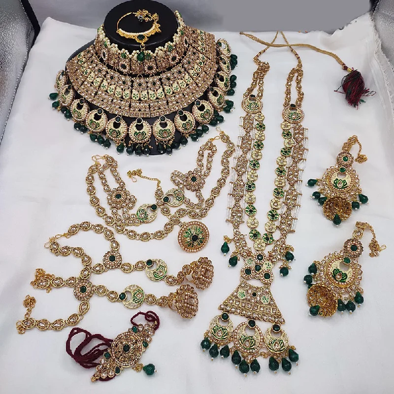 Shop Fine Jewelry With Amazing Deals Lucentarts Jewellery Gold Plated Kundan Stone And Beads Meenakari Bridal Set