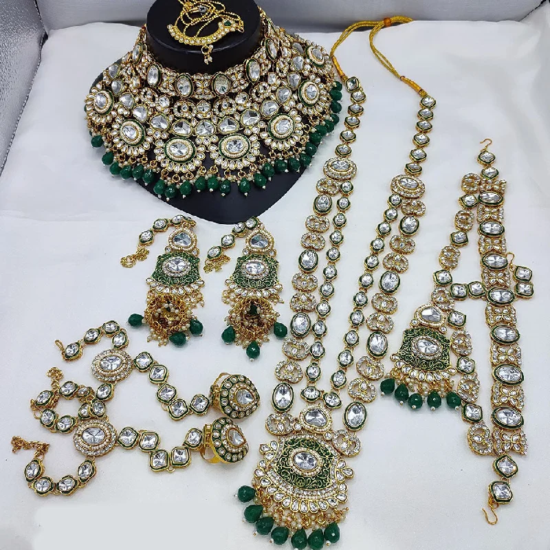 Trendy Minimalist Jewelry For Everyday Wear Lucentarts Jewellery Gold Plated Kundan Stone And Beads Meenakari Bridal Set