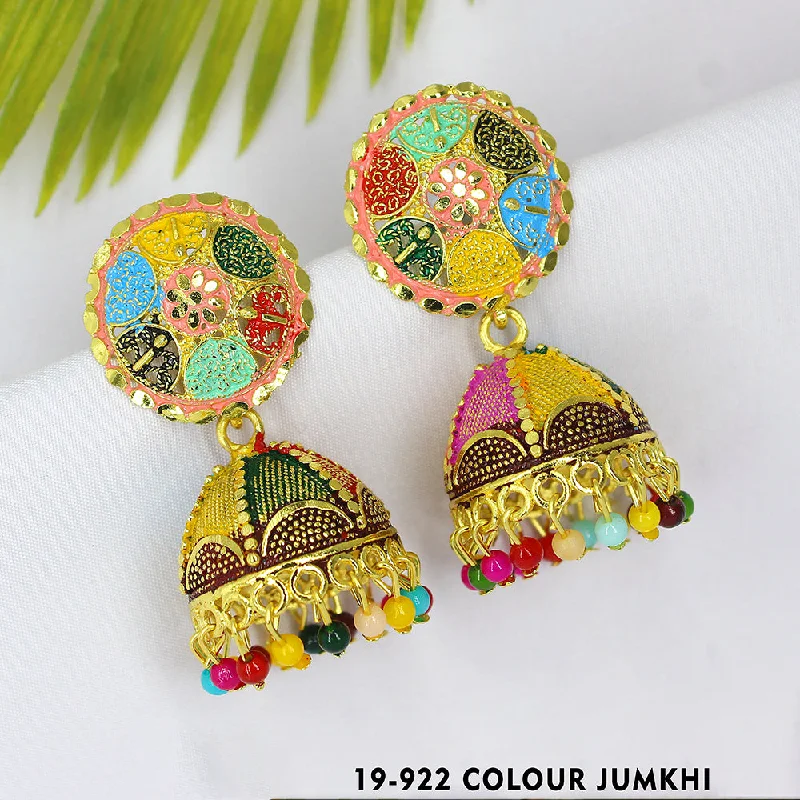 Get Your Favorite Jewelry At The Best Price Mahavir Gold Plated Meenkari & Beads Jhumki Earrings