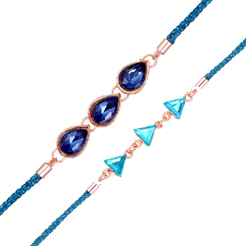 Timeless Jewelry At Special Discount Rates Mahi Combo of Geometric Design Crystals Studded 2 Bracelet Style Rakhis for Brother, Bhai, Bro (RCO1105708Z)