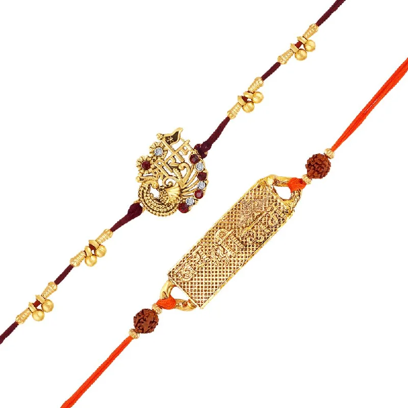 Shop Jewelry That Shines Without The High Price Mahi Gold Plated Combo of 2 Jay Shree Ram Rakhi for Brother, Bhai, Bro (RCO1105736G)