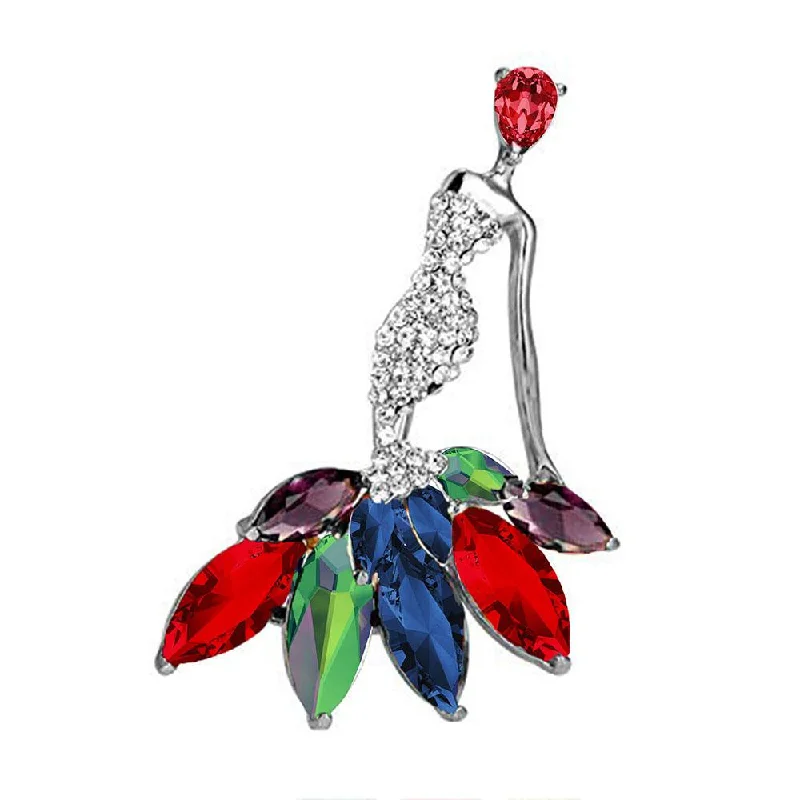 Flash Sale On Elegant Jewelry – Don't Miss Out Mahi Rhodium Plated Dancing Doll Multicolour Crystal Brooch for girls and women