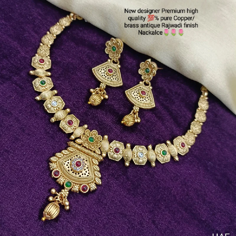 Make Your Outfit Shine With Discounted Jewelry Manisha Jewellery Copper Gold Plated Pota Stone Necklace Set