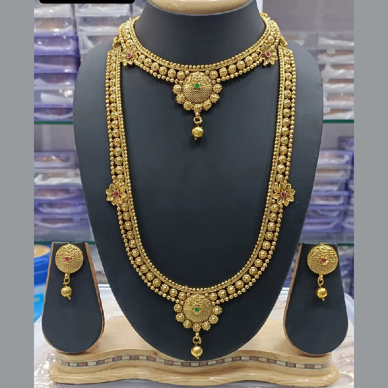 Shop Dazzling Jewelry At The Best Prices Manisha Jewellery Gold Plated Pota Stone Double Necklace Set