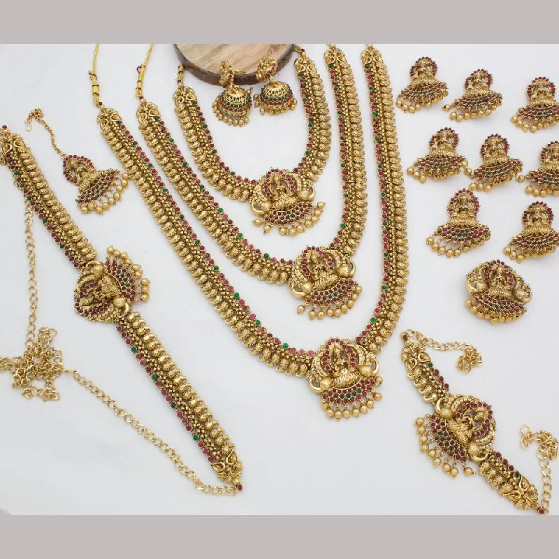 Exclusive Online Discounts On Stylish Jewelry Manisha Jewellery Gold Plated  Pota Stone Temple Bridal Set