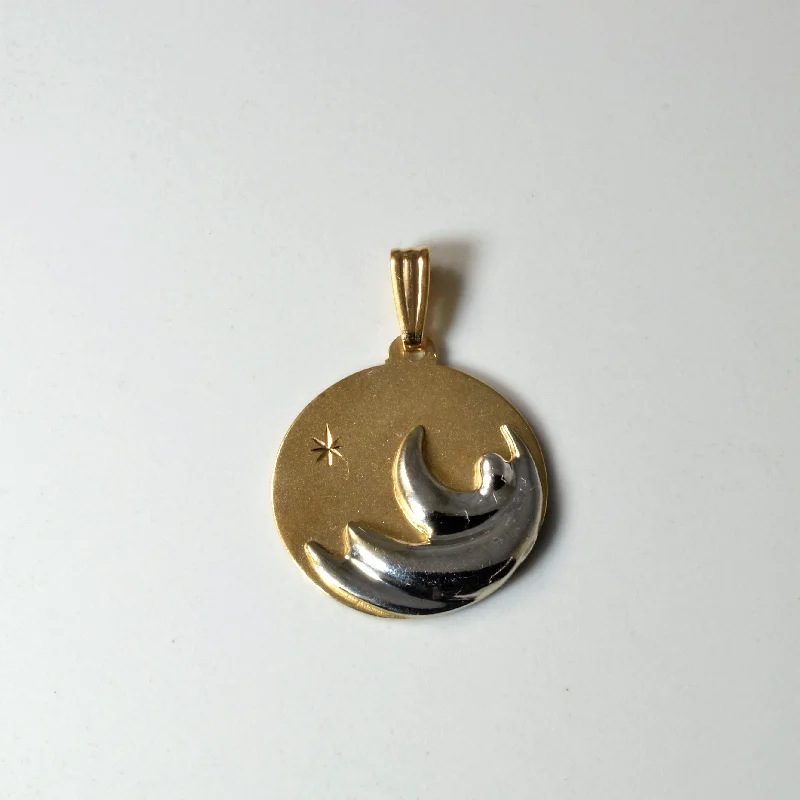 Limited-Stock Jewelry Sale – Once It's Gone, It's Gone Two Tone Moon & Star Pendant |