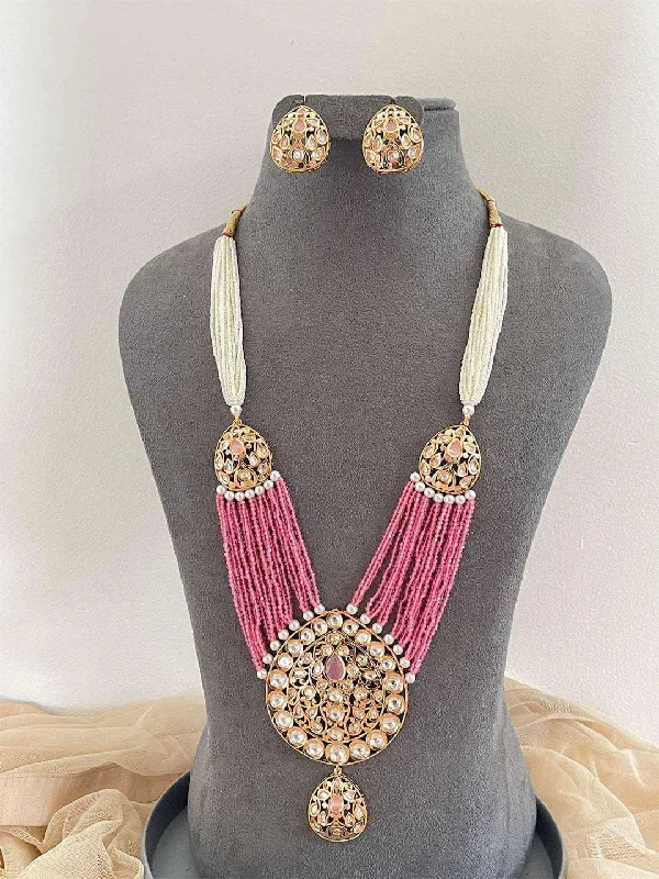 Your Dream Jewelry At Dream Prices Pink Polki Rani Haar With Pearls Jewellery Set