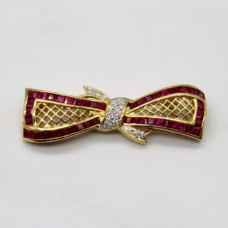 Luxury Jewelry At Budget-Friendly Prices – Grab Yours Now Ruby & Diamond Bow Brooch | 1.70ctw, 0.08ctw |