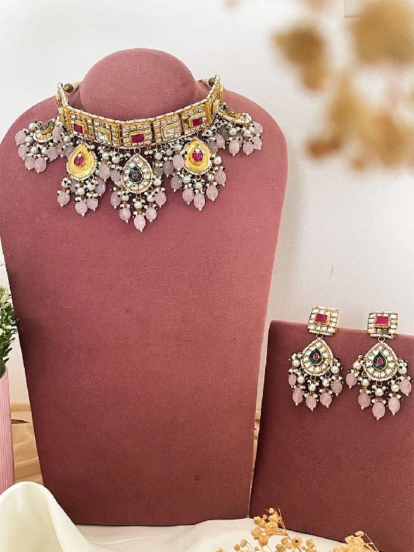 Elegant Designs, Unbeatable Discounts – Shop Jewelry Now Ruby Studded Pachi Kundan Drop Necklace