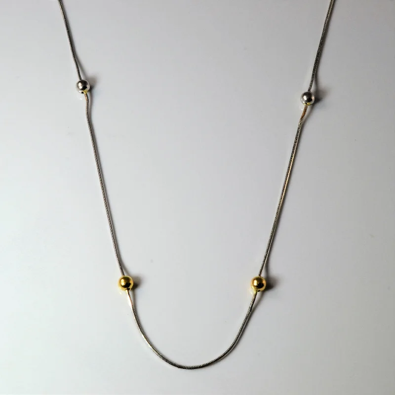 Delicate Crystal Jewelry For Sophisticated Charm 18k Two Tone Beaded Snake Chain | 18" |