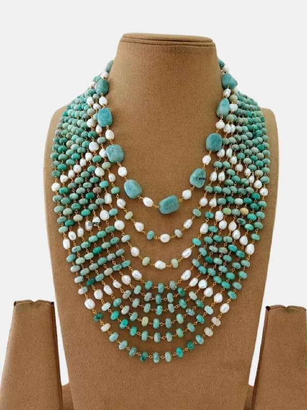 Shop Elegant Jewelry At Unbeatable Prices Statement Turquoise Beads Studded Layered Necklace