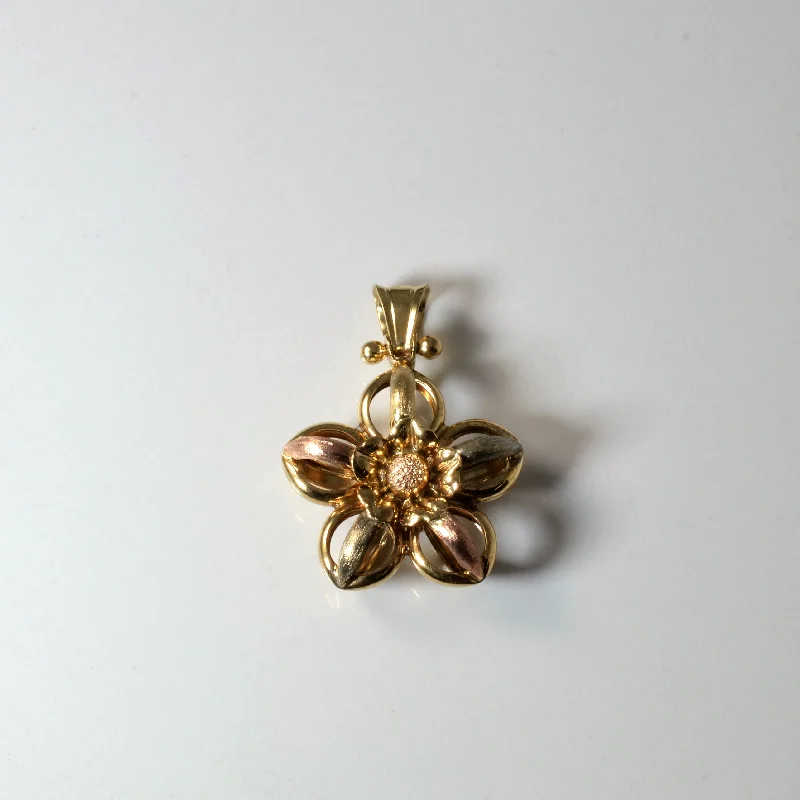 Discounted Luxury Jewelry – Shine Without The Splurge Tri Tone Gold Flower Pendant |