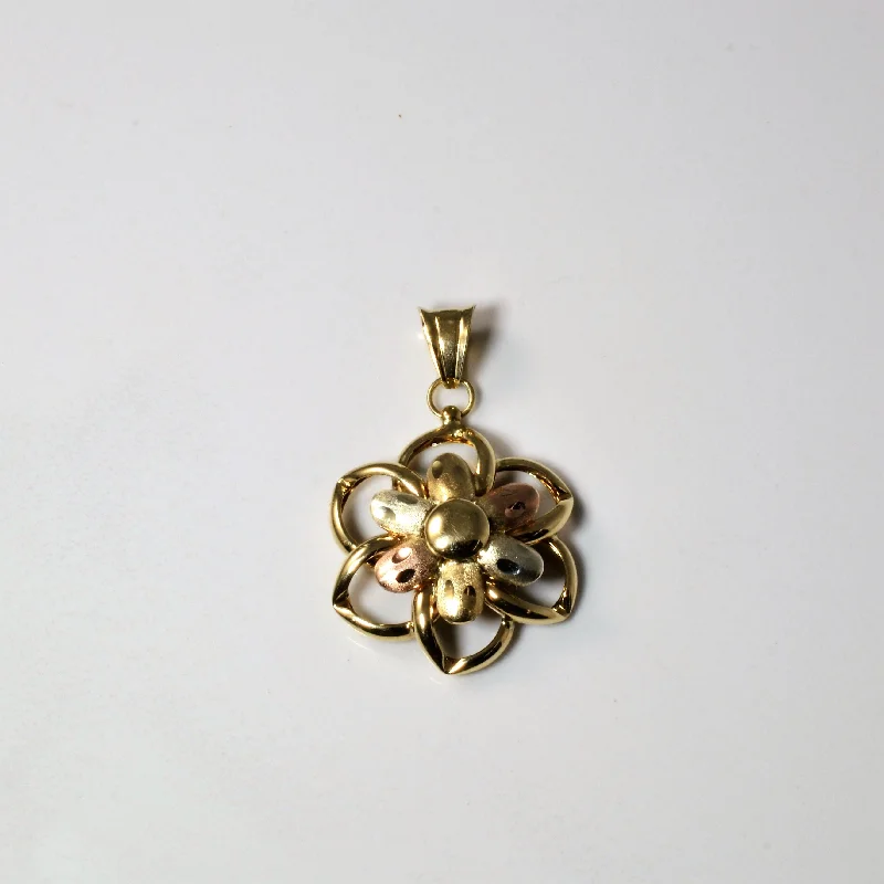 Elegant Jewelry, Exclusive Prices – Shop Now Tri Tone Gold Flower Pendant |