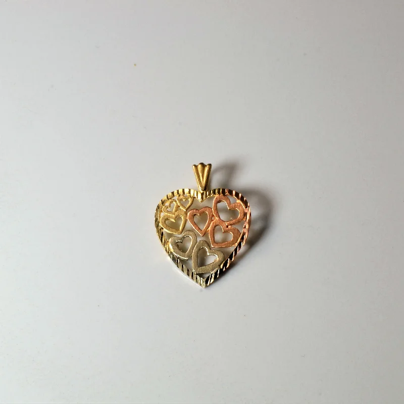 Exclusive Jewelry Sale – Sparkle For Less Tri Tone Gold Heart Pendant |