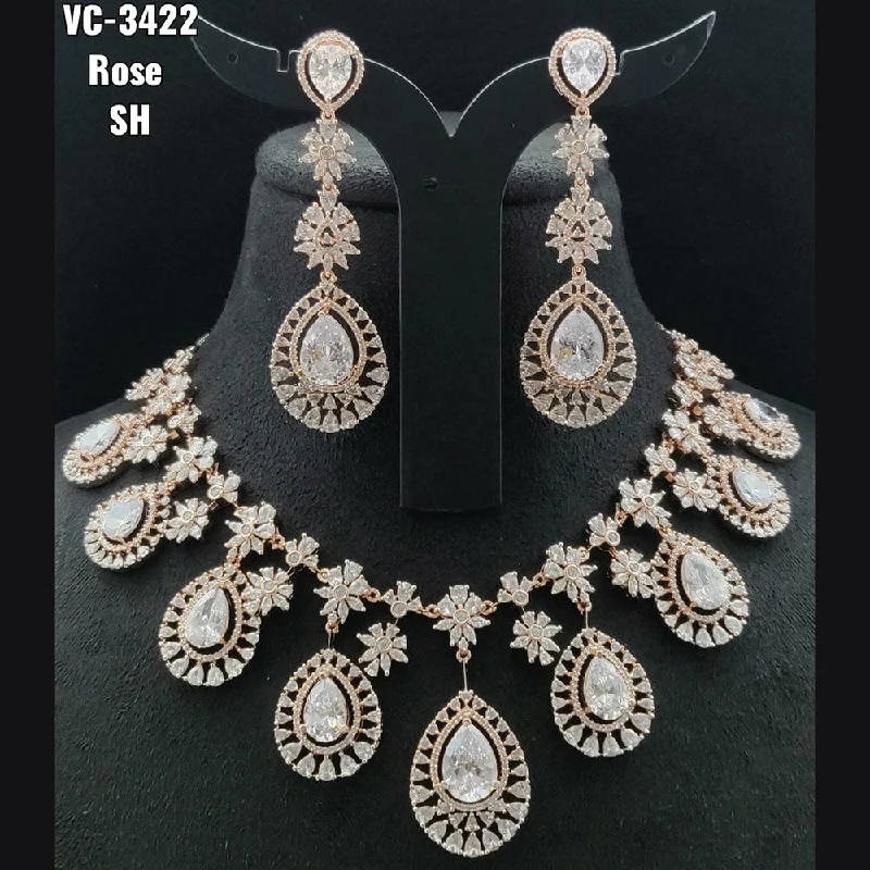 Don't Miss Out – Shop Elegant Jewelry For Less Vivah Creations Rose Gold Plated AD Stone Necklace Set