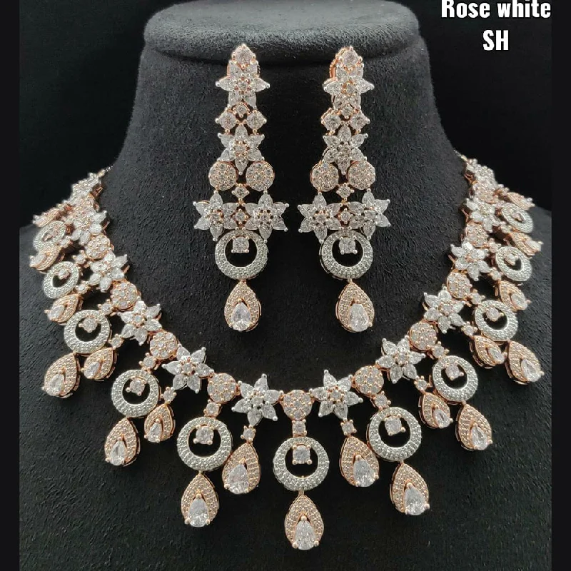 Limited-Time Offer On Elegant Jewelry Pieces Vivah Creations Rose Gold Plated AD Stone Necklace Set