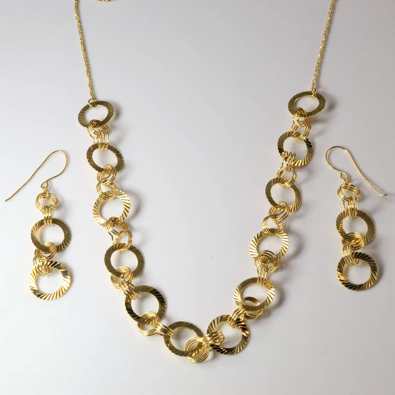 Handcrafted Beauty At Affordable Prices Yellow Gold Rolo Link Necklace & Earrings Set | 18"|