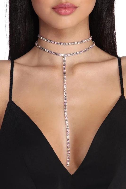 2 Row Rhinestone Lariat