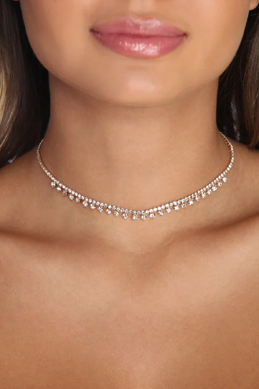 Dainty Drops Rhinestone Choker